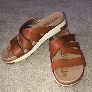 Sam Edelman Ariele Slides Sandals 7.5 Brown Leather